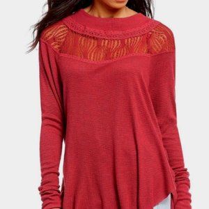 NWT FREE PEOPLE Spring Valley Lace Trim Top, sz xs